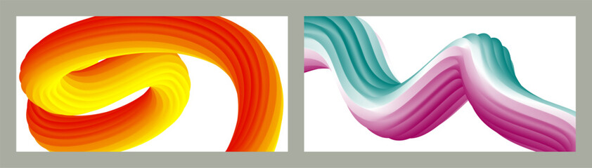 Abstract volumetric background. Cords. set of two illustrations. 