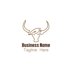 Minimalist Line Art Bull Head Logo