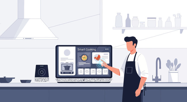 Smart kitchen interface for culinary assistance and recipe exploration at fingertips
