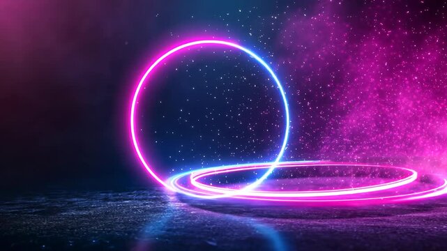 Dynamic neon light trails forming futuristic patterns in abstract digital space