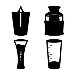 Beverage barware, milk churn, and liquid measuring icons.