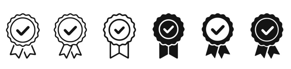 Certified badge symbols collection certified logo vector illustration winner emblem award label medal honor badge achievement