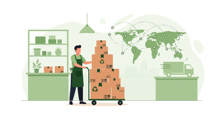 Sustainable worldwide delivery service focusing on responsible practices and global reach