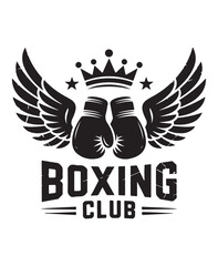 Boxing Club Winged Gloves Emblem T-Shirt Design
