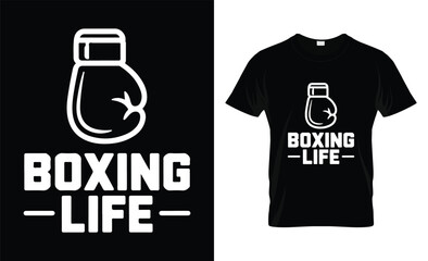 Boxing Life Minimal Boxing Gloves Typography T-Shirt