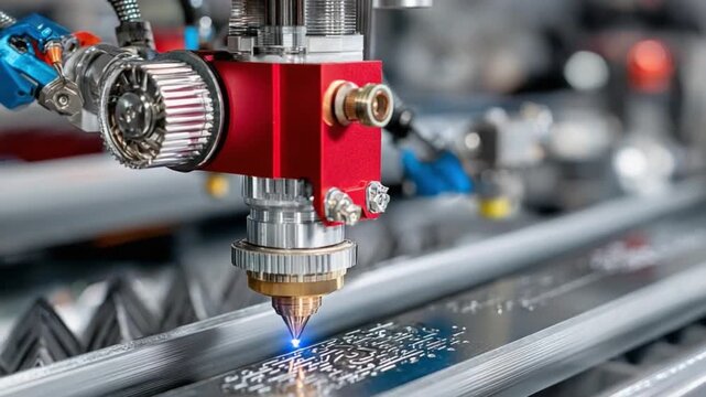 Laser Cutting Machine in Action: A high-precision laser meticulously cuts through metal, its focused beam creating intricate designs and patterns with remarkable accuracy.