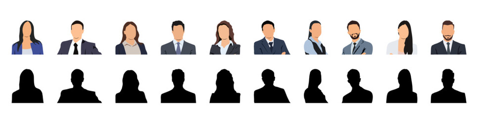 Fototapeta premium Diverse Minimalist Avatar Icon Set of Businessmen and Businesswomen Profiles Vector Art 