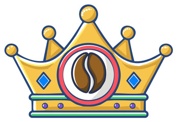 Stylized Golden Crown with Coffee Bean Centerpiece Symbolizing Premium Coffee and Royalty