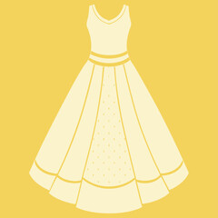 girls strappy dress flat sketch vector illustration a line summer beach dress, sundress technical cad drawing template