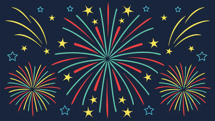 Colorful Fireworks Celebration Vector Illustration on Dark Background