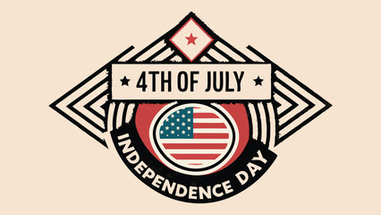 4th of July USA Independence Day Vintage Emblem Vector Illustration