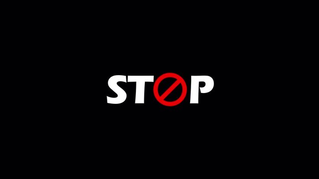 stop text animation in transparent background stop animation in 4K with alpha cannel