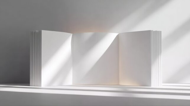 Beautiful light background mock-up for presentation with decorative white panels and decorate with hidden lighting, AI generated, suitable for professional, elegant, or display theme designs.