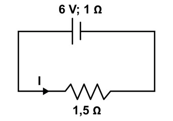 Compact Electrical Circuit With Battery, Resistor, and Current Arrow in Simple Loop Diagram