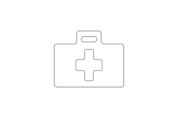 Medical emergency kit simple continuous one line drawing medical vector icon
