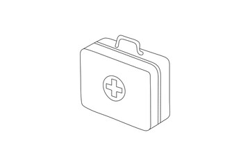 Medical emergency kit outline illustration continuous one line drawing style
