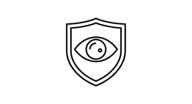 Shield with an eye icon for security and protection representing vigilance and privacy symbol