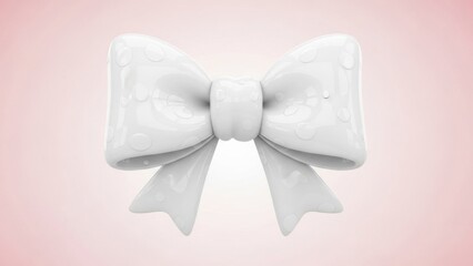 Naklejka premium Adorable Rounded Glossy Ribbon Bow With a Unique Bubble Effect Isolated on White