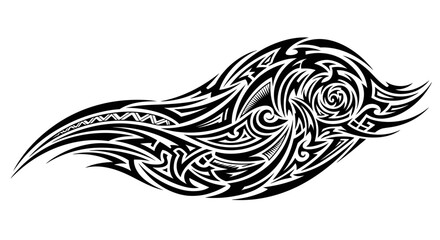 Intricate abstract tribal tattoo design illustration in black and white colors