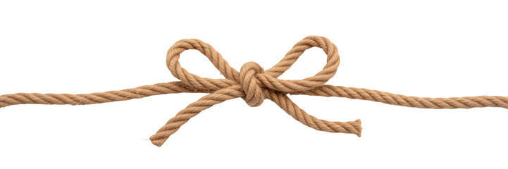 Obraz premium Tied rope creates decorative knot, showcasing craftsmanship and texture. This highlights natural fibers and intricate design of knot