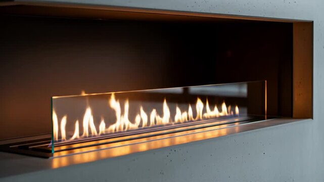 Modern Ethanol Fireplace with Dancing Flames and Minimalist Concrete Surround in Contemporary Interior Design