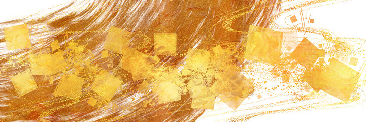 お正月風金色のブラシストロークが輝く横長背景