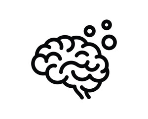 Brainstorming Concept with Brain and Thought Bubbles Outline Style Vector