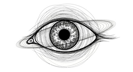 Fototapeta premium Intricate Eye Drawing with Abstract Line Work conveying perception and sight