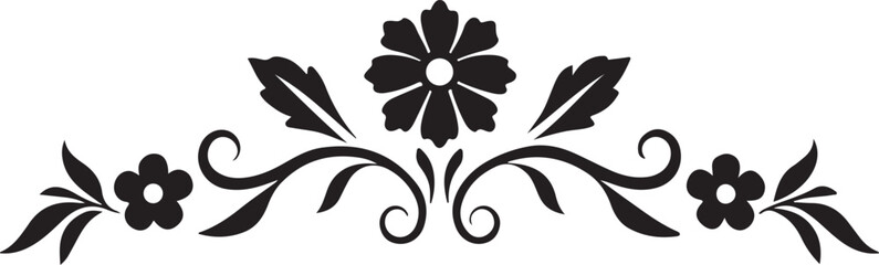 Black and white floral vector illustration with ornate swirl elements, perfect for design pattern, decoration, or a tattoo silhouette