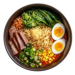 Delicious bowl of ramen noodles on transparent background