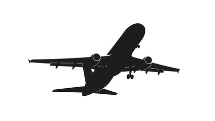 Obraz premium Airliner airplane silhouette ascending in flight vector illustration 