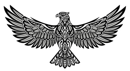 Fototapeta premium Majestic eagle illustration with intricate tribal design perfect for branding or tattoo concept