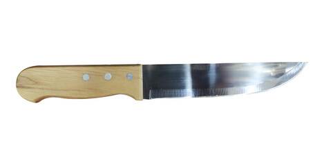 knife with a wooden handle on a transparent background