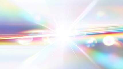 Rainbow prism effect on white background for a dreamy ethereal feel, ideal for wedding invitations, fantasy art, or light and airy visual projects.