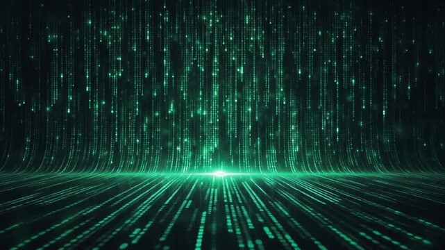 Vibrant green digital matrix background ideal for tech, data and futuristic themes