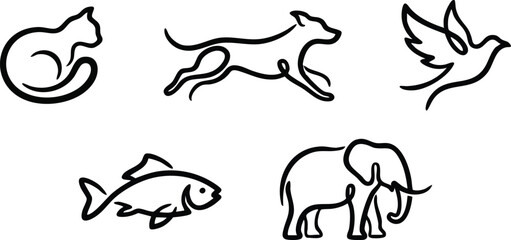 Minimalist Continuous One Line Animal Art Collection