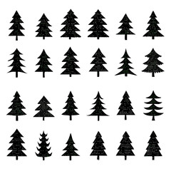 Christmas Tree Icons Set. Vector tree christmas green, traditional symbol to new year illustration. Vector Illustration