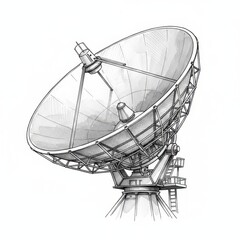 detailed satellite dish antenna illustration for telecommunications broadcasting and space communication technology concept