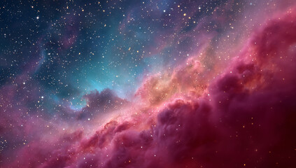 Fototapeta premium Colorful Pink and Purple Nebula Clouds in Starry Space