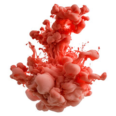 Red Ink Cloud Liquid Explosion on transparent background