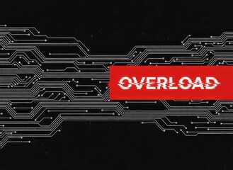 digital circuit interface with overload warning indicating system stress data surge and technical failure