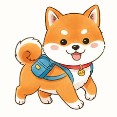 Funny cartoon dog and cat vector illustrations, cute happy puppy and squirrel drawing, isolated mammal pet character art