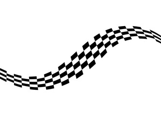 Vector finish ribbon black on white background. Sport racing pattern. Wave. Auto racing style. Speed. Competition. Design element for covers, advertising, posters, wall decor.