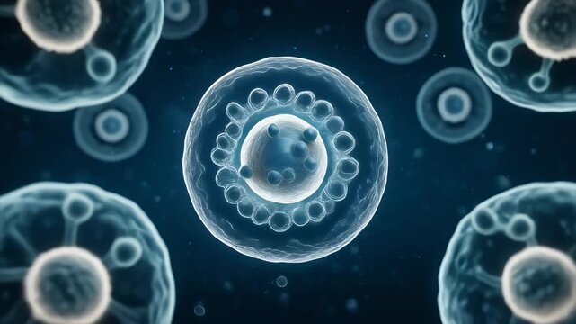 Stunning 3D illustration of a cell with organelles, perfect for biology and science projects