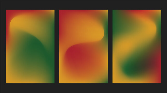 set of Abstract vertical flyer or poster  with red, green and yellow gradient background good for Black history month, juneteenth . Design elements 