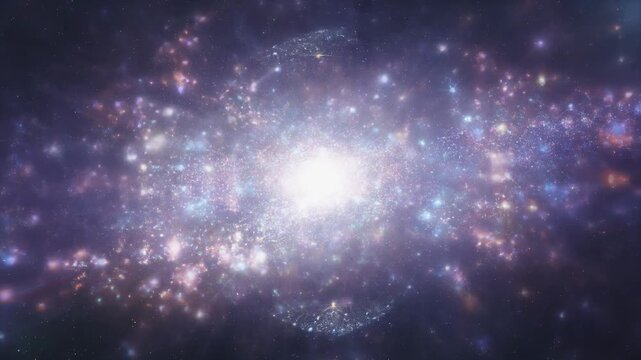 Stunning cosmic explosion with vibrant stars and galaxies in deep space