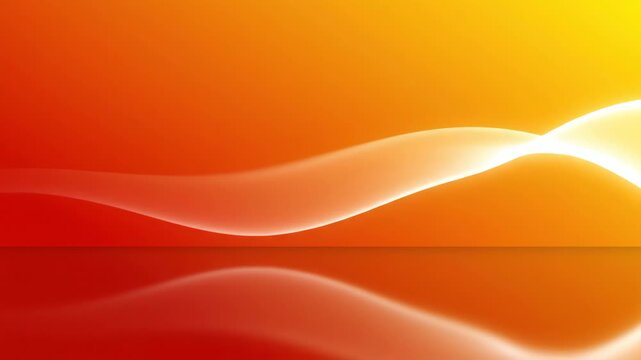 Dynamic wave pulse of pure white light smoothly reflecting across a vibrant orange and yellow color wash gradient background pulse, design element, smoothly reflecting