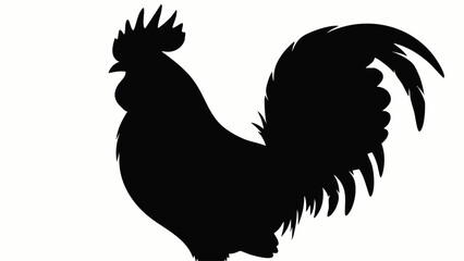 Black silhouette of a rooster bird. © Supardi