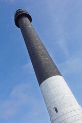 Close-up of S&otilde;rve lighthouse with clear blue sky in the background, S&otilde;rve Peninsula, Saaremaa, Estonia.