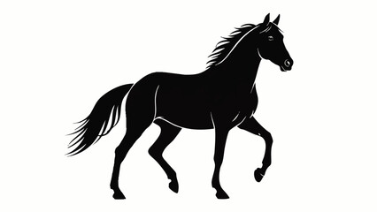 Black Horse Running Silhouette Profile View.